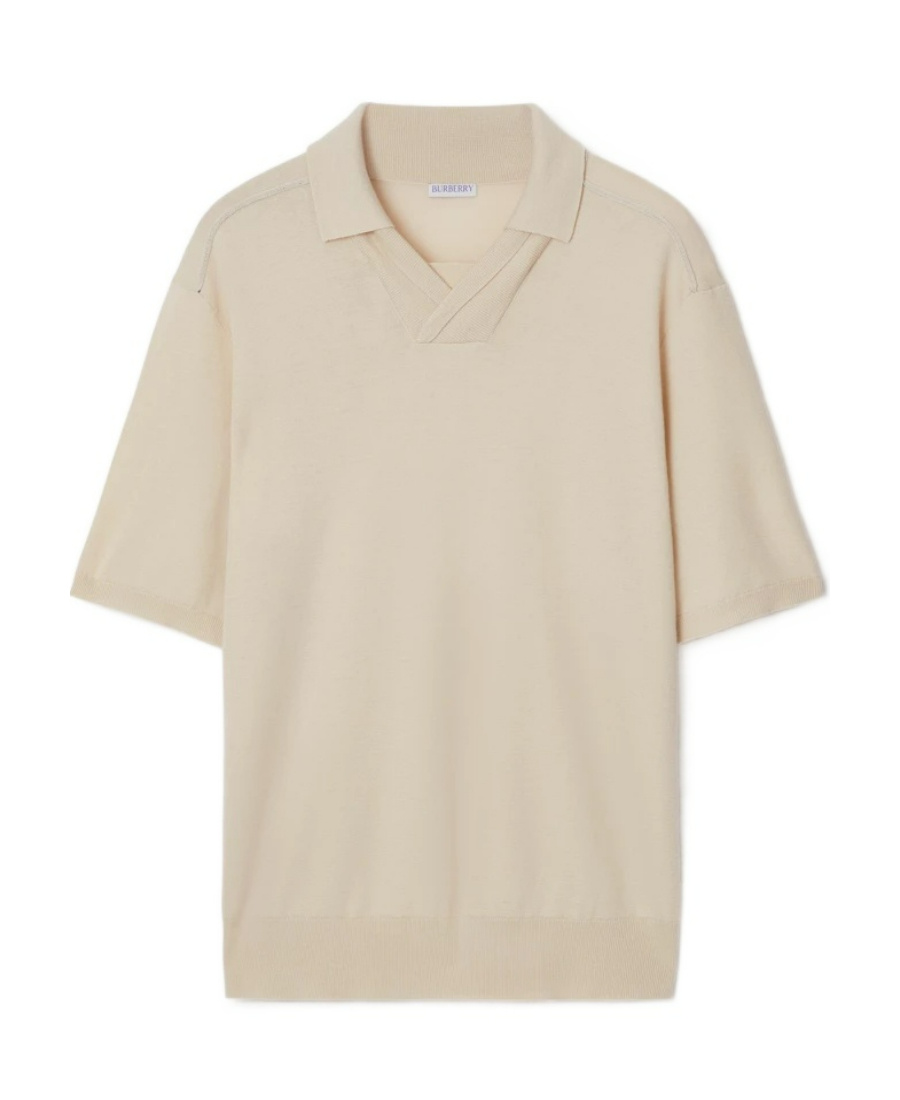 Burberry Wool Polo Shirt In Nude