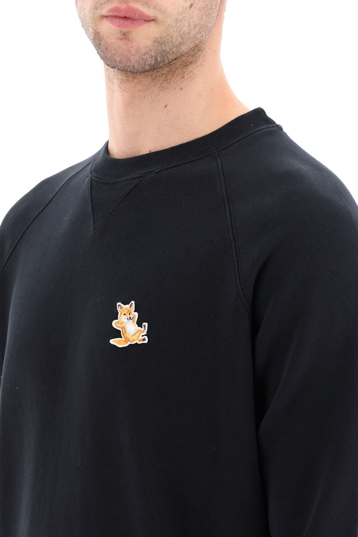 Shop Maison Kitsuné Chillax Fox Patch Sweatshirt In Black