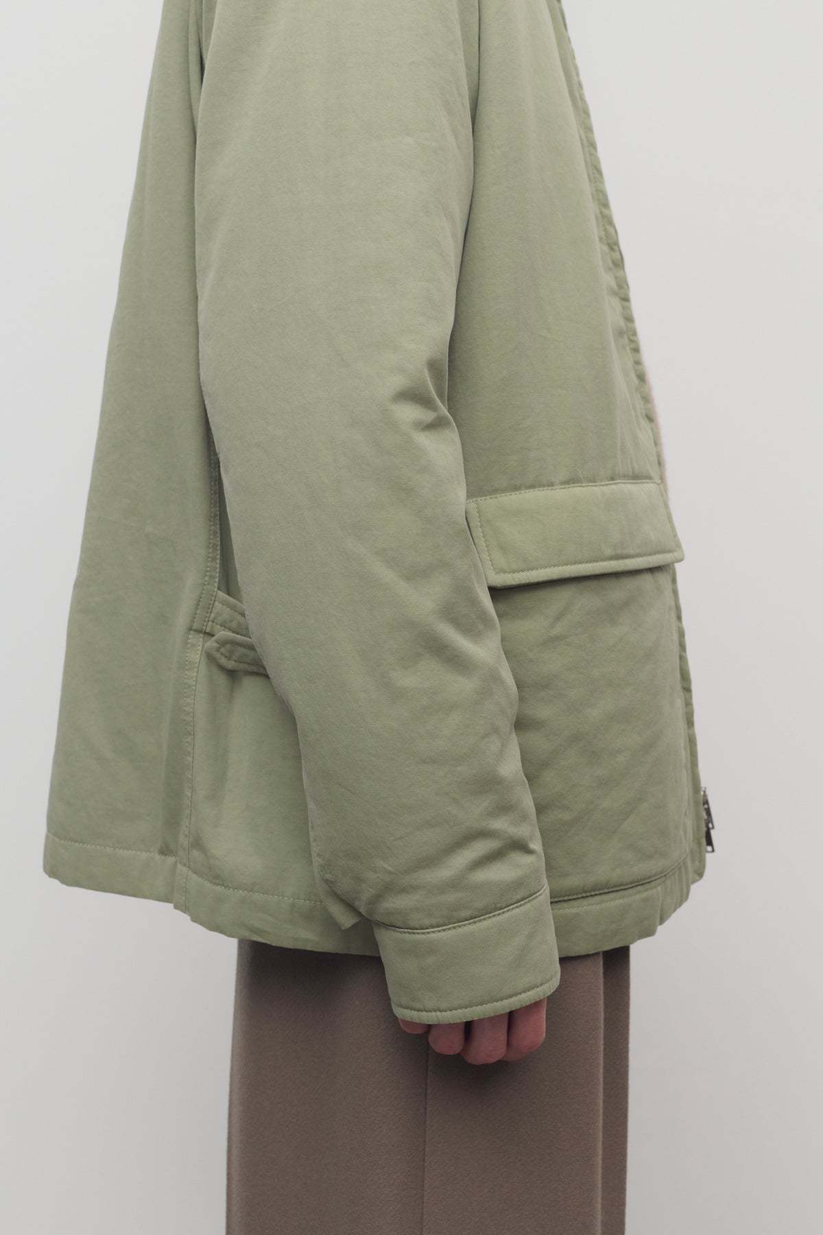 The Row Justo Gabardine Down Field Jacket In Green