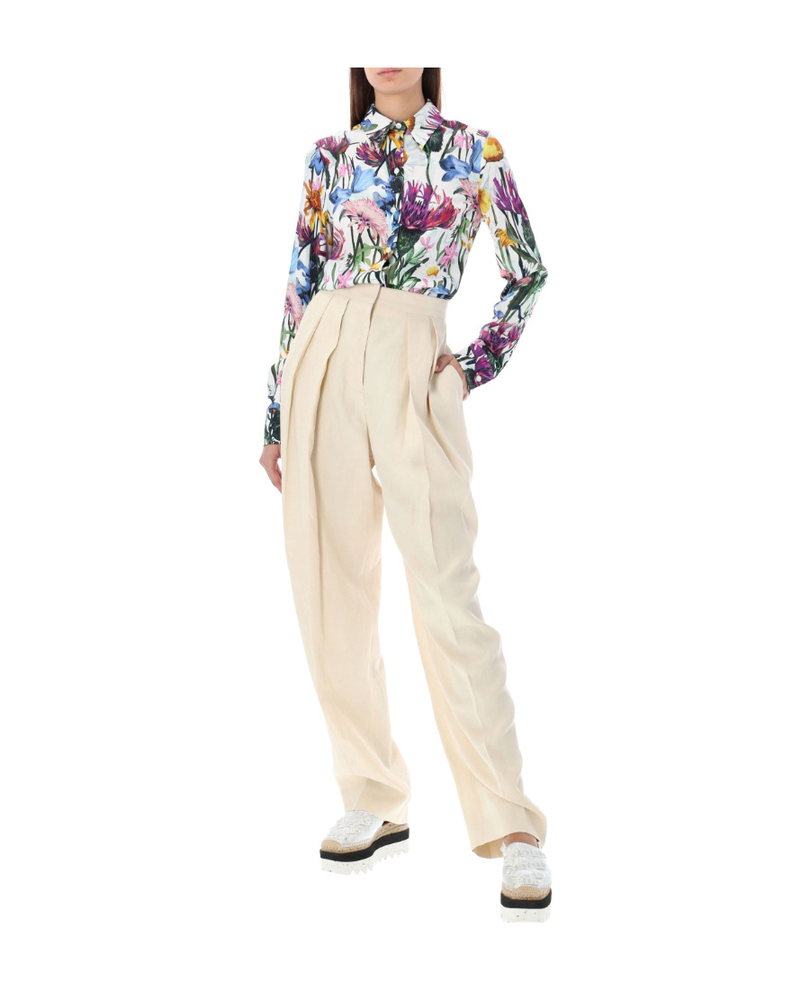 Stella Mccartney High-waisted Pleated Trousers In Nude