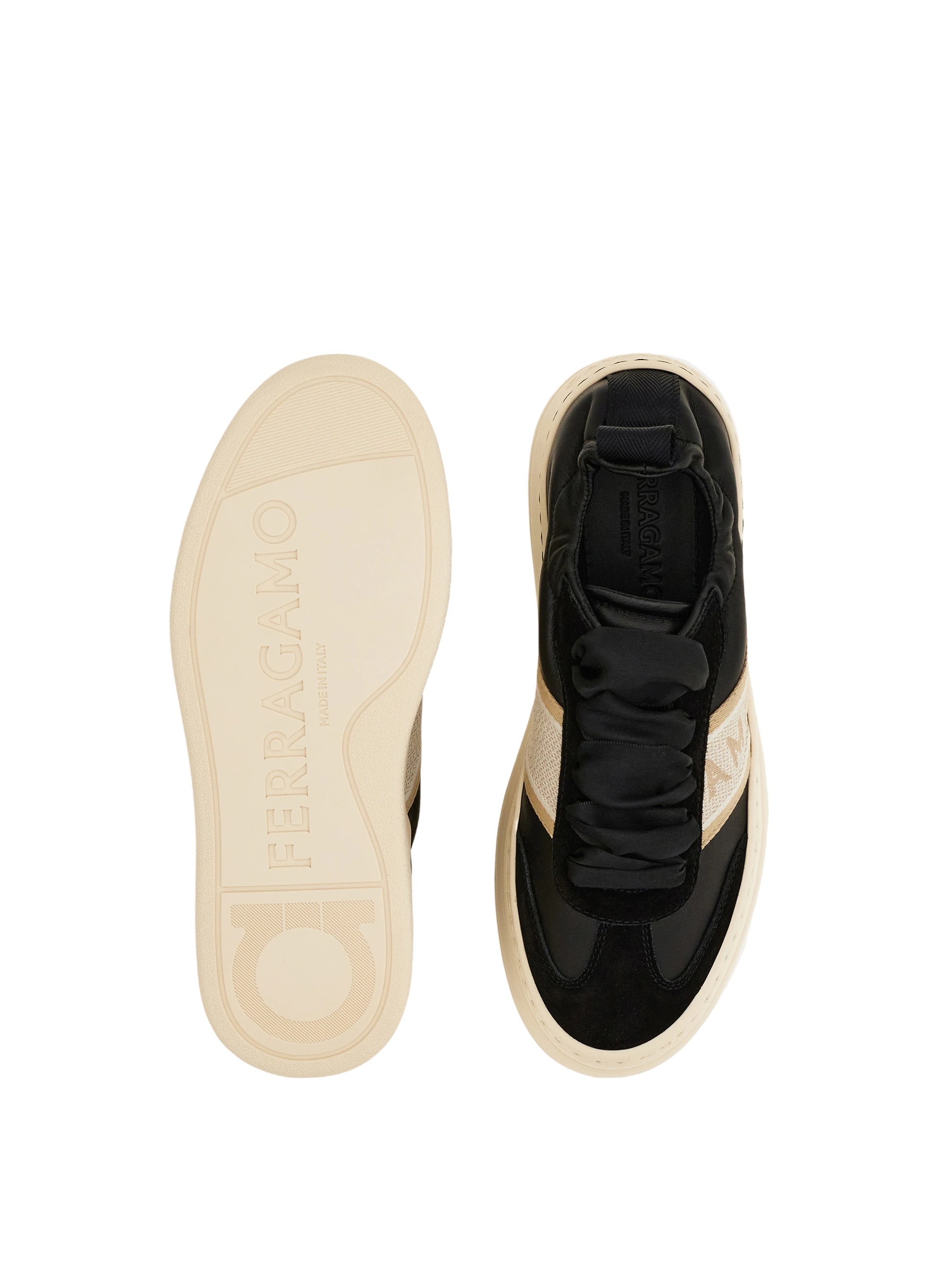 Ferragamo Black Sneakers With Platform Sole In Neutral