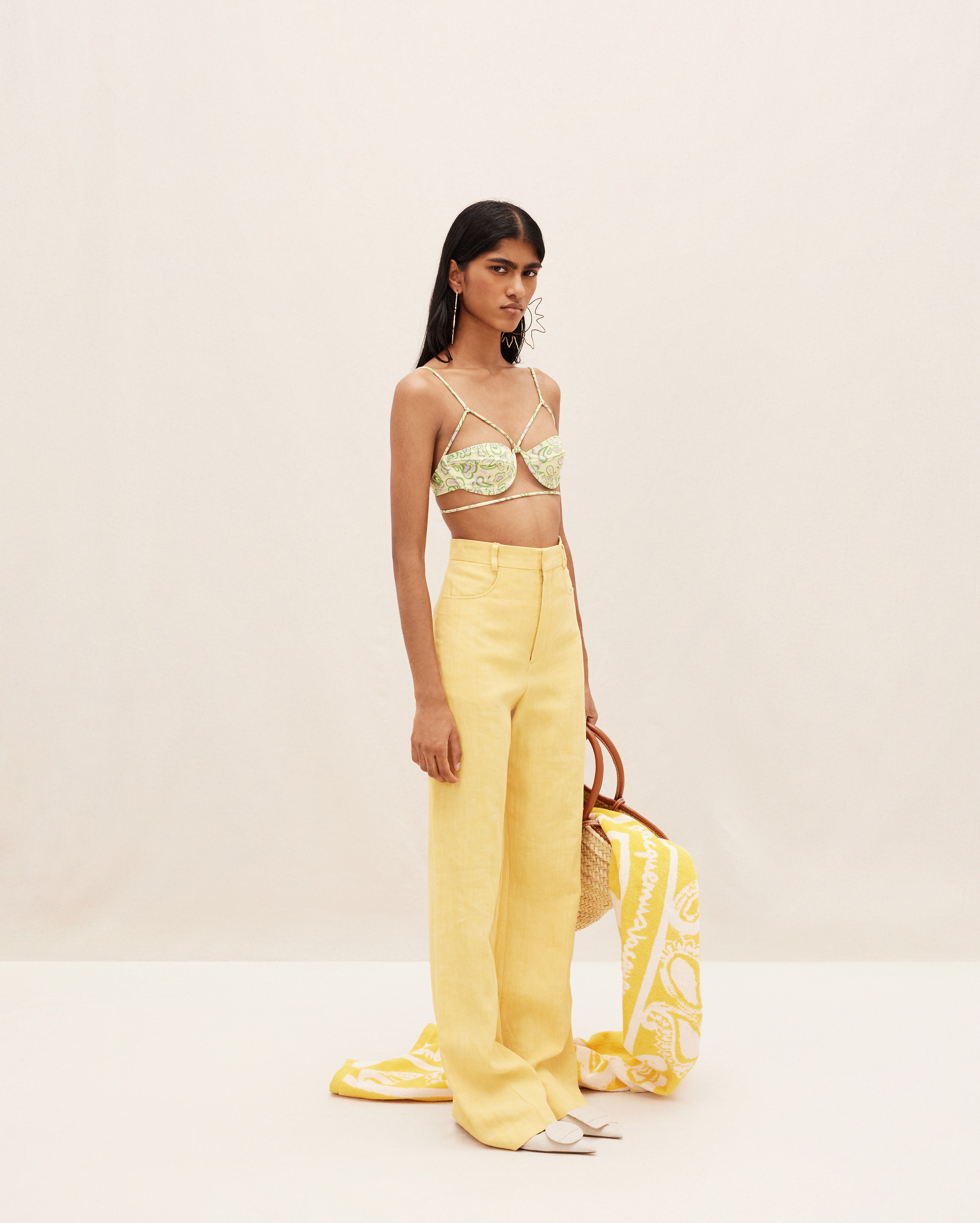 Jacquemus High-waisted Flared Trousers In Yellow
