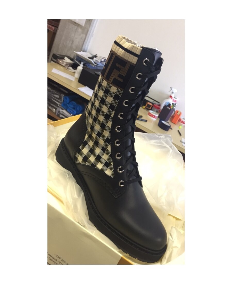 Fendi Rockoko Ff Biker Boots In Black