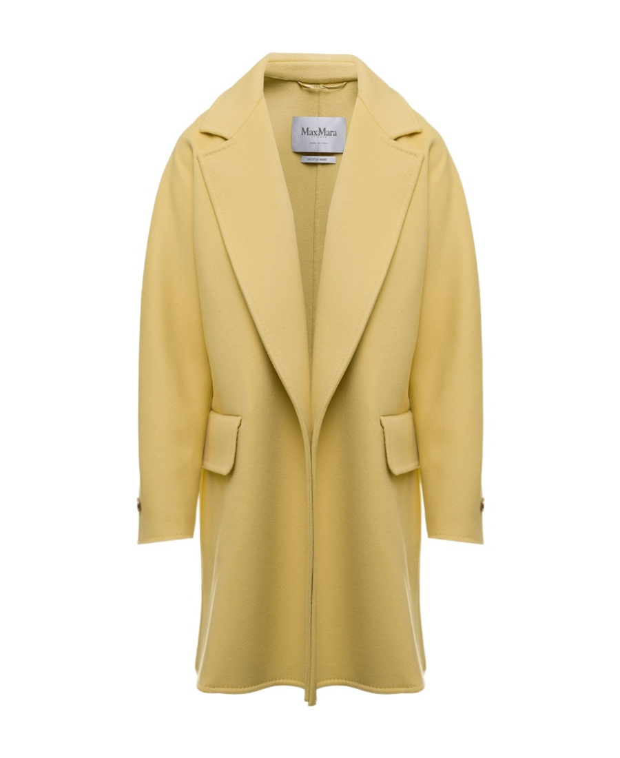 Max Mara Maxmara Womans Beira Wool Blend Yellow Coat In Nude
