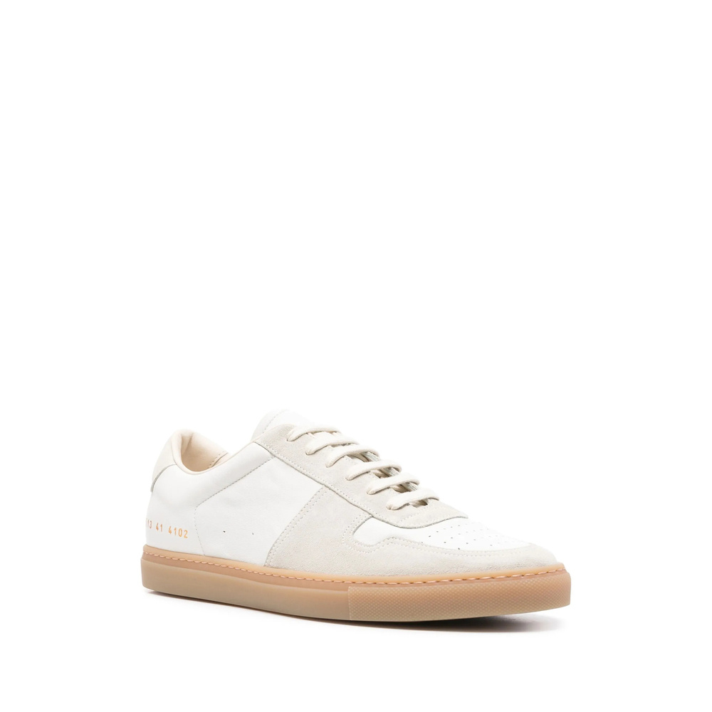 Common Projects Bball Slim Sneakers In White Suede And Leather In White