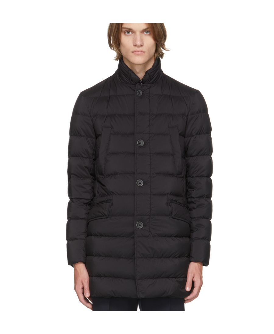 Herno Black Mid-length Quilted Down Jacket In Black