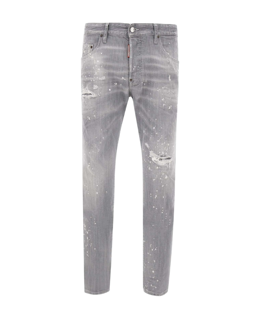 Shop Dsquared2 Distressed Paint-splatter Jeans In Gray
