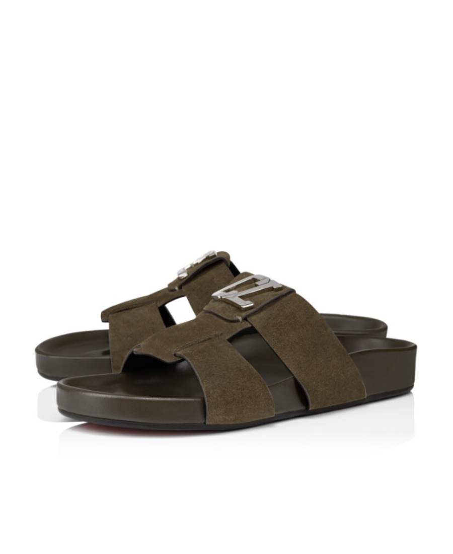 Christian Louboutin Logo Letter Pattern Flip-flops In Green