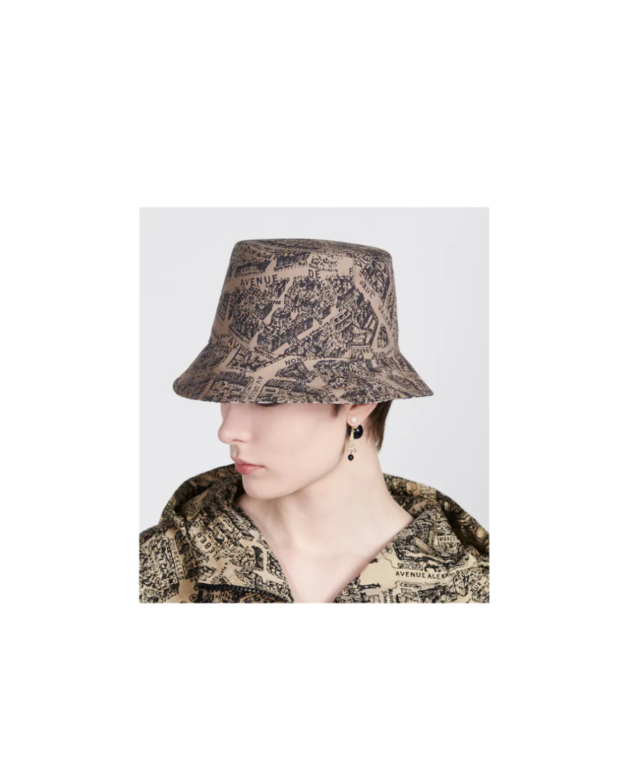 Dior Teddy-d Plan De Paris Reversible Small Brim Bucket Hat In Black