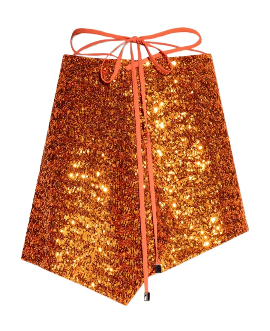Attico Sequin-detail Pencil Skirt In Brown