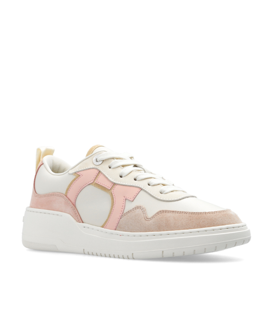 Ferragamo Round-headed Low-top Casual Shoes In White
