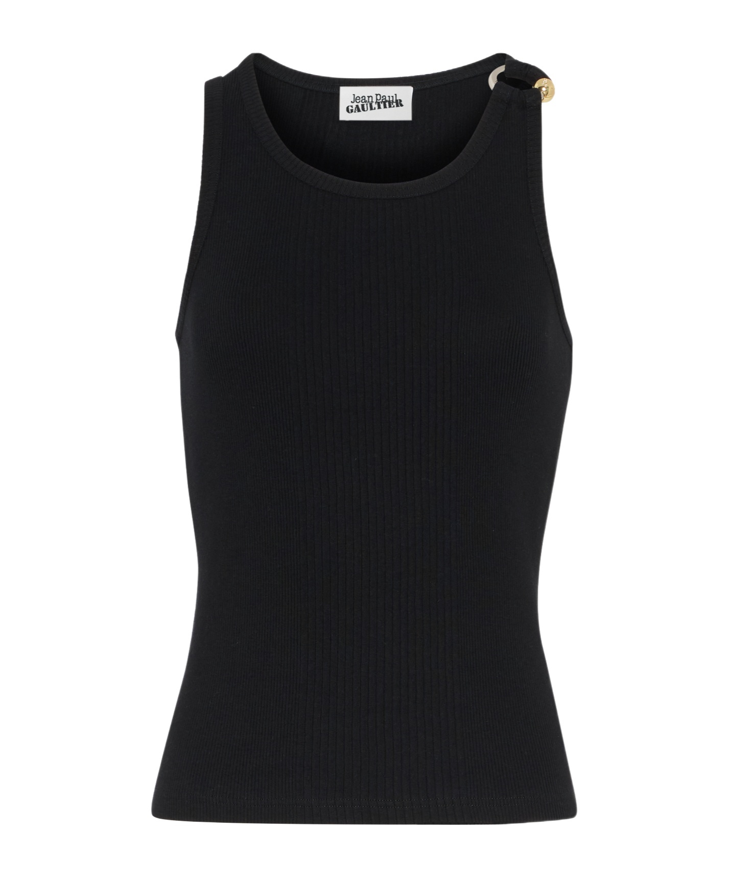 Jean Paul Gaultier Tank Top With Gold-tone Hardware And Ribbed Texture In Black