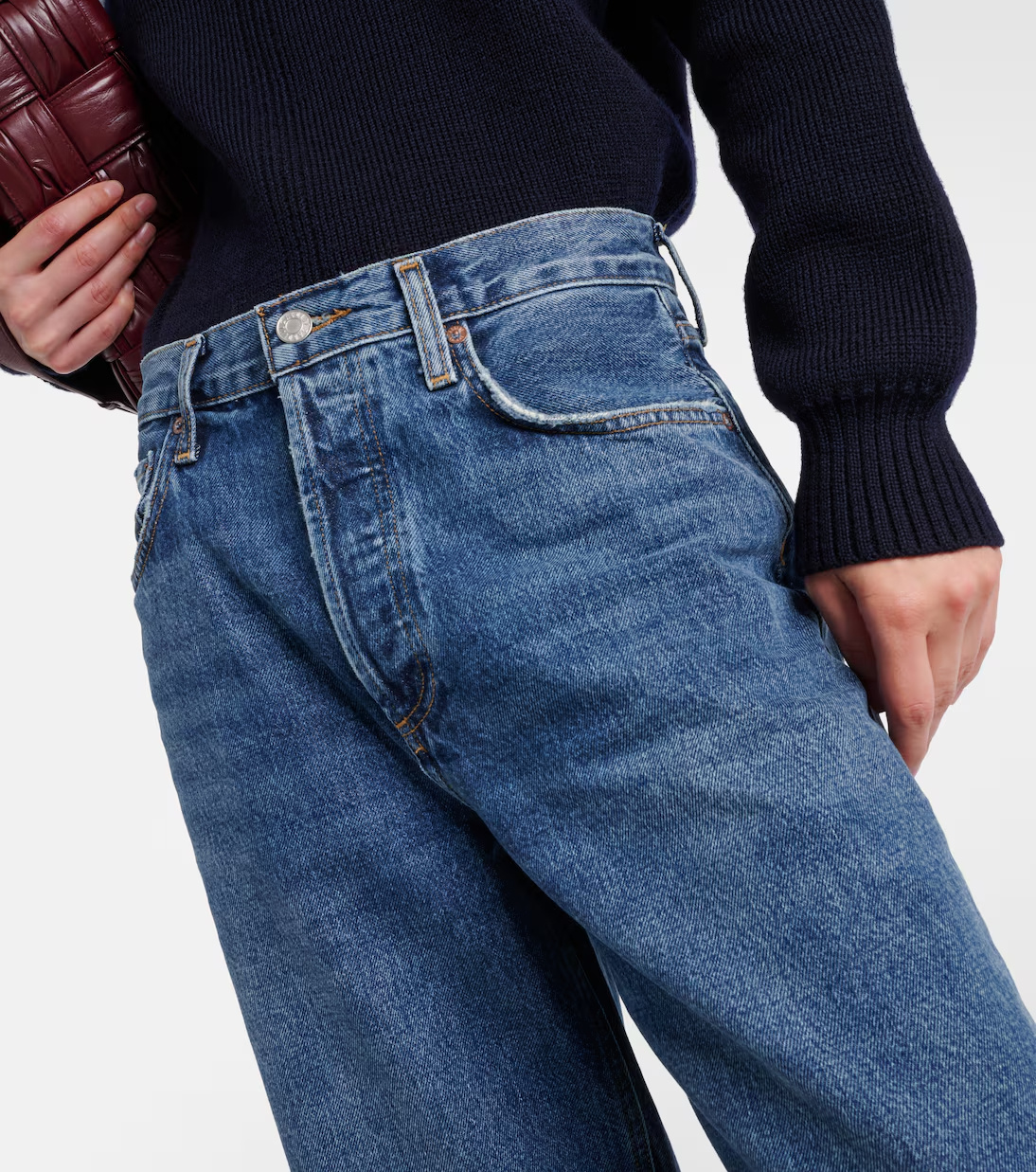 Agolde Low-rise Wide-leg Denim Trousers In Blue