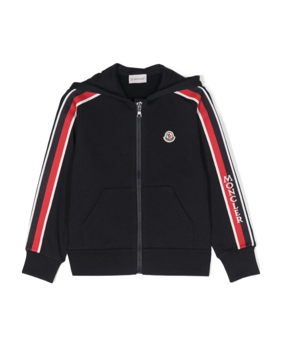 Moncler Logo-stripe Cotton Zip-up Hoodie In Black