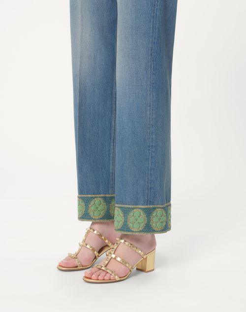 VALENTINO GARAVANI ROCKSTUD SLIDE SANDAL IN LAMINATED NAPPA LEATHER 60MM