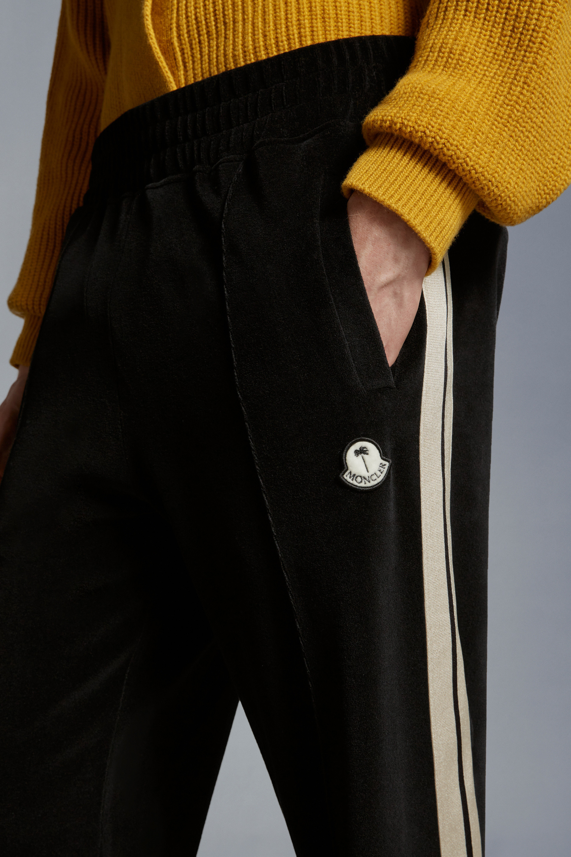 Moncler Palm Angels Joggers With Side Fabric Insert In Black