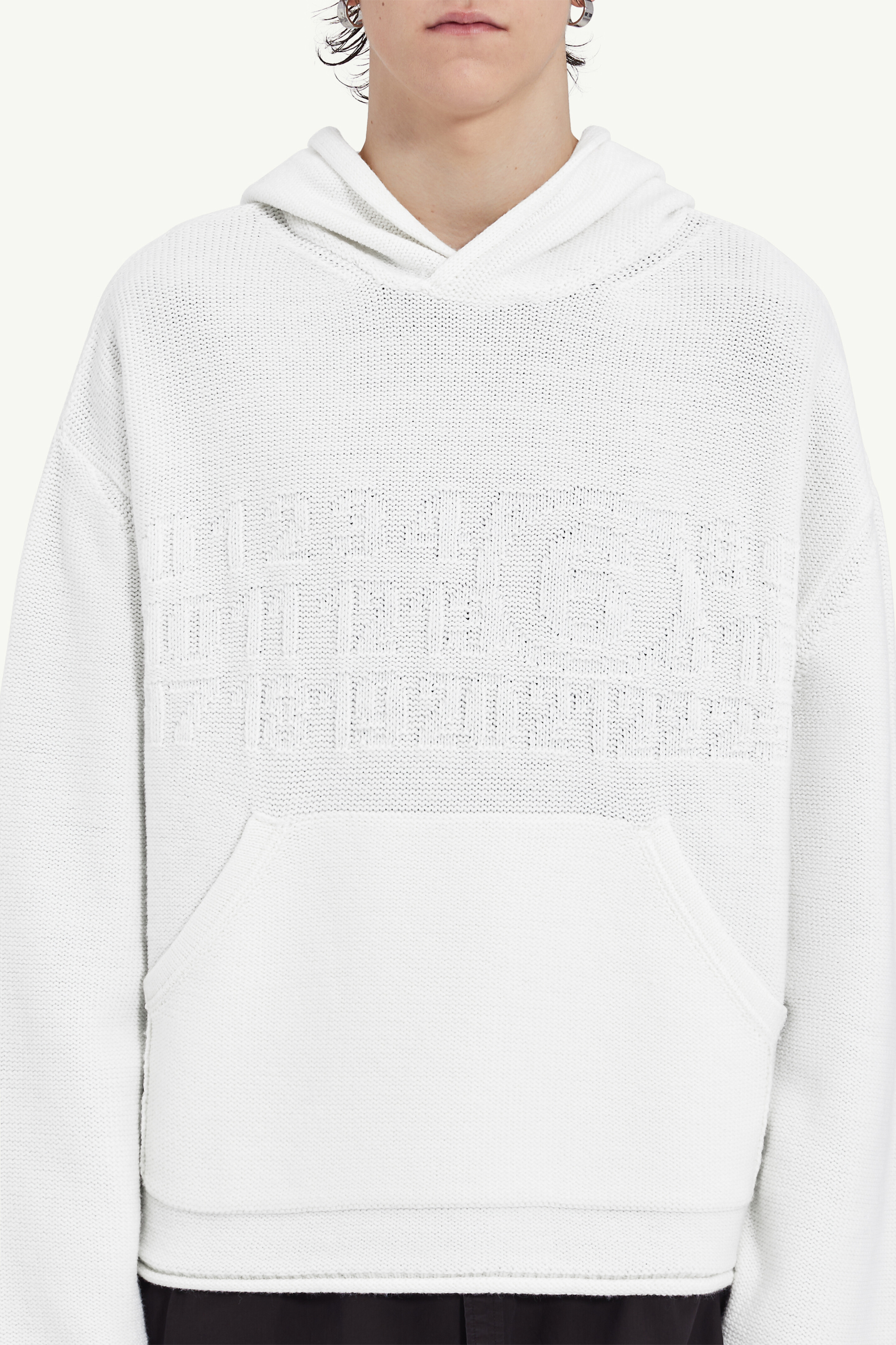 Mm6 Maison Margiela Number-motif Knitted Hoodie In White