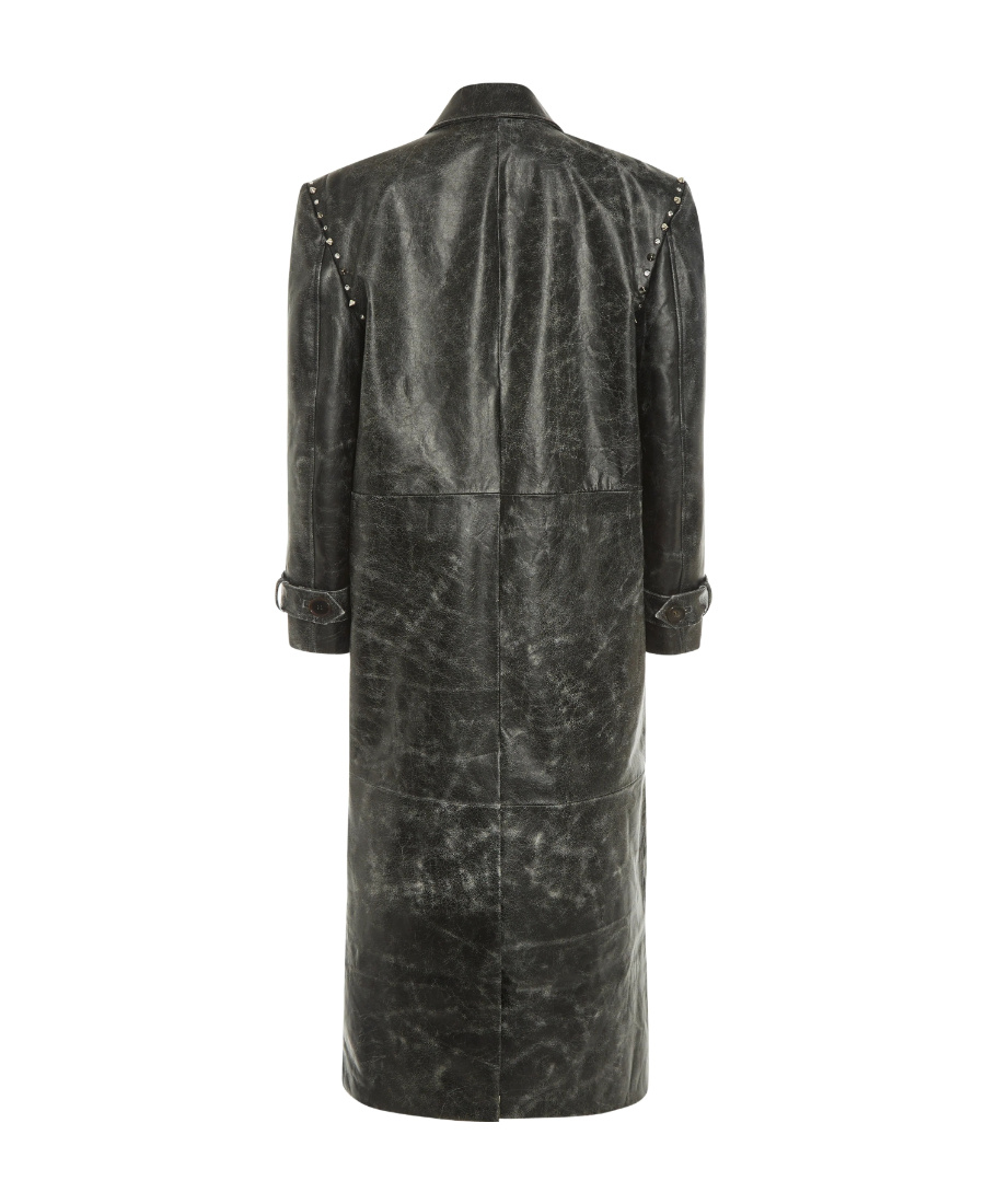 Alessandra Rich Large Profile Spiked Coat In Black