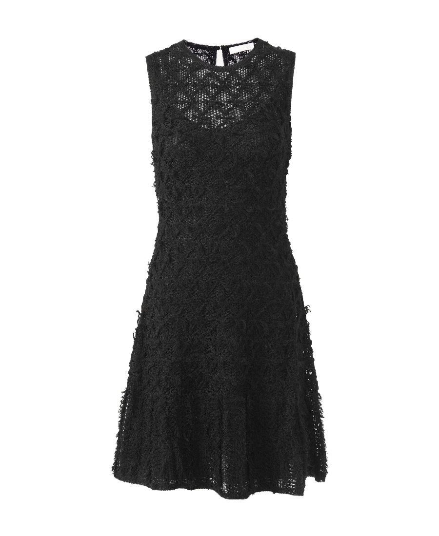 Chloé Frayed Flared Dress In Black