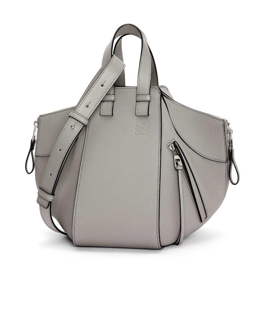 Loewe Pearl Grey Hammock Small Leather Shoulder Bag In Gray