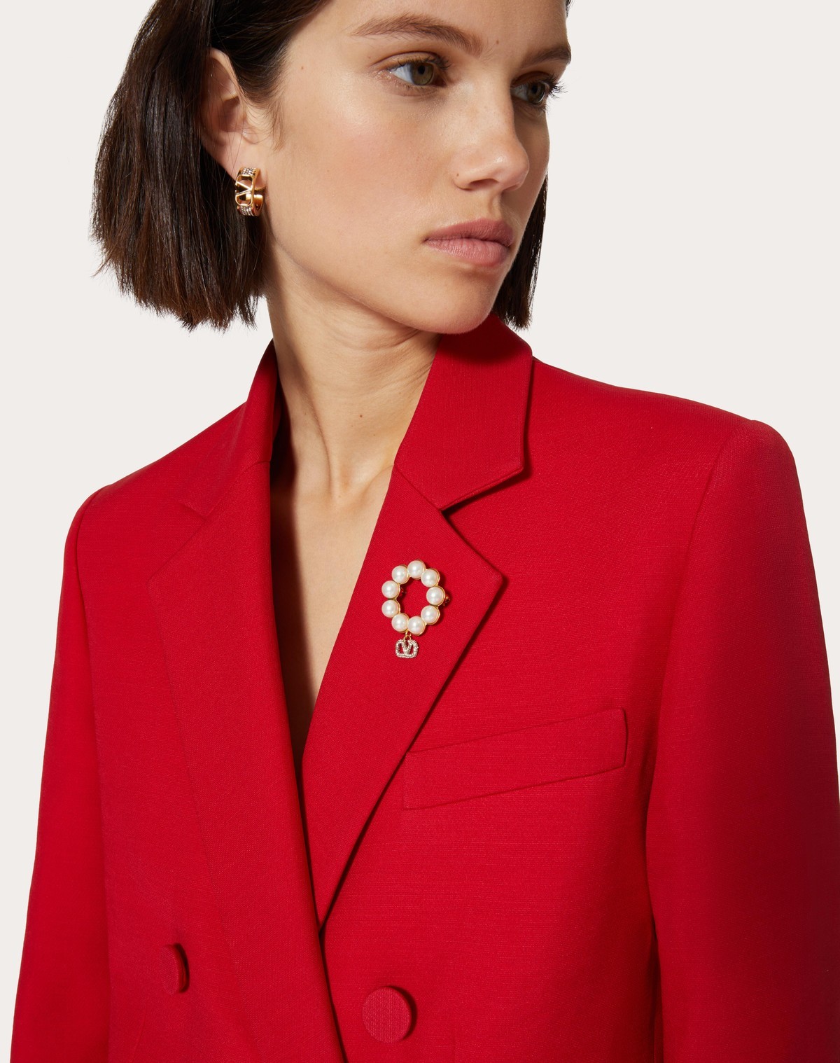 Valentino Vlogo Signature Crystal Brooch In Yellow