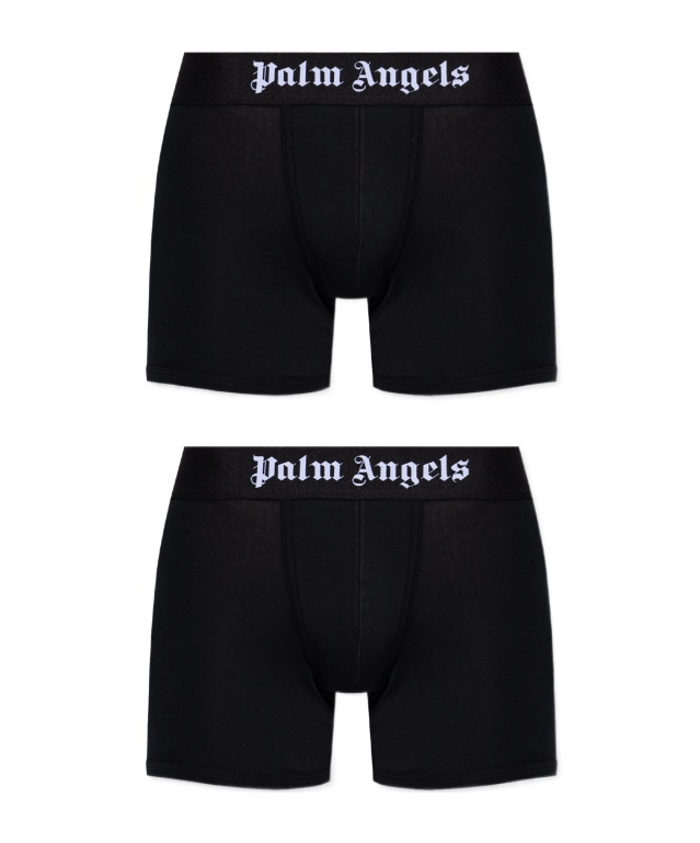 Palm Angels Men's Set Of Two Cotton Boxers | Size Small | Pmuh001c99fab0020110 Color Whiteblack In Black