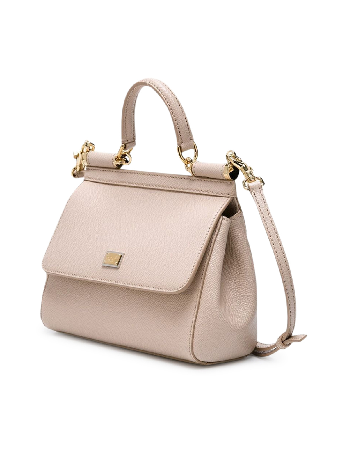 Dolce & Gabbana Small Sicily Leather Tote Bag In Nude