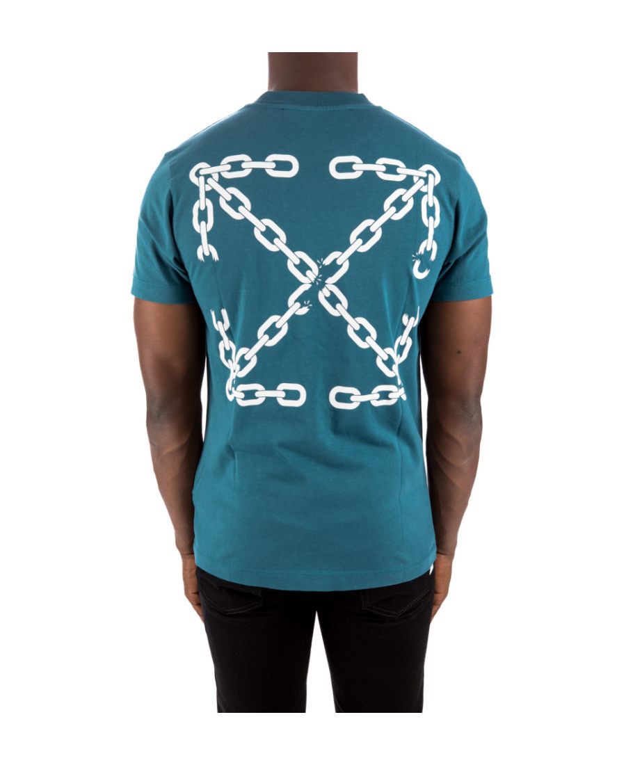 Off-white Chain-link Arrows-print T-shirt In Blue