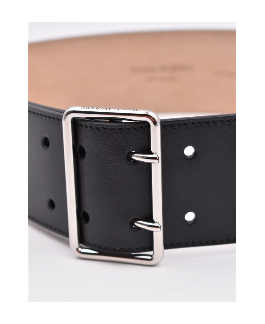 Alexander Mcqueen Wide Military Belt In Black