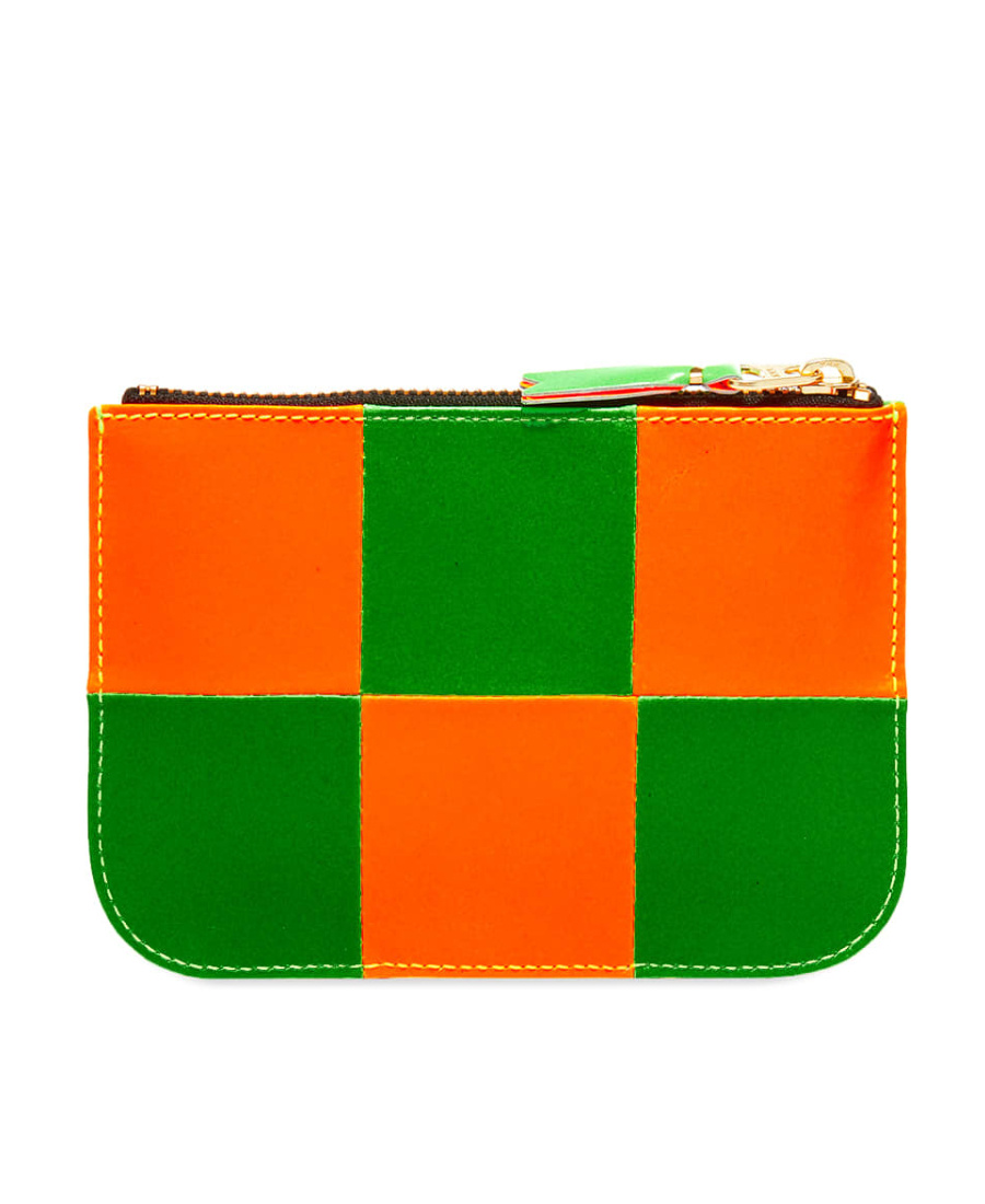 Comme Des Garçons Check Card Clip Wallet In Green