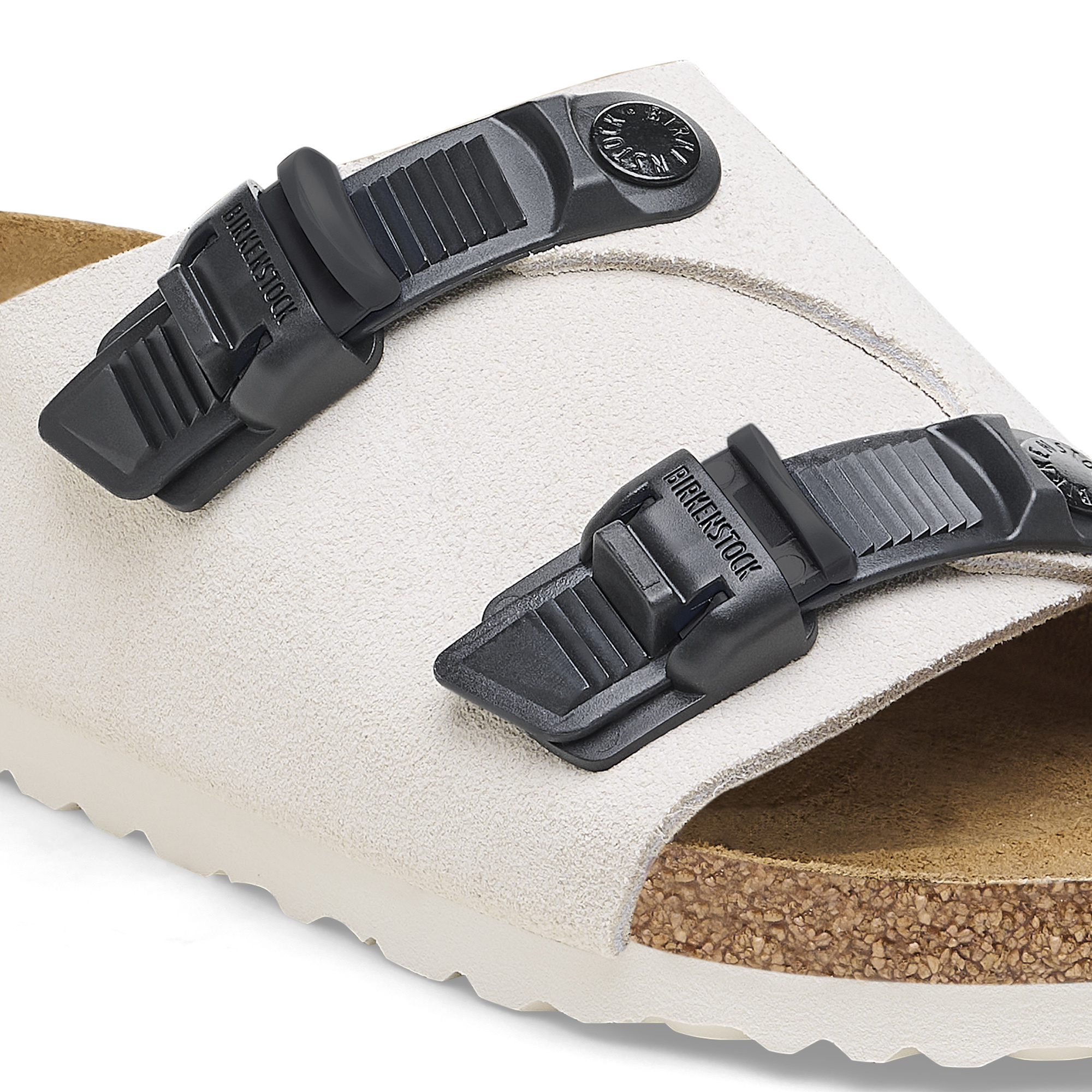 Birkenstock Zurich Tech Double-strap Suede Slides In White