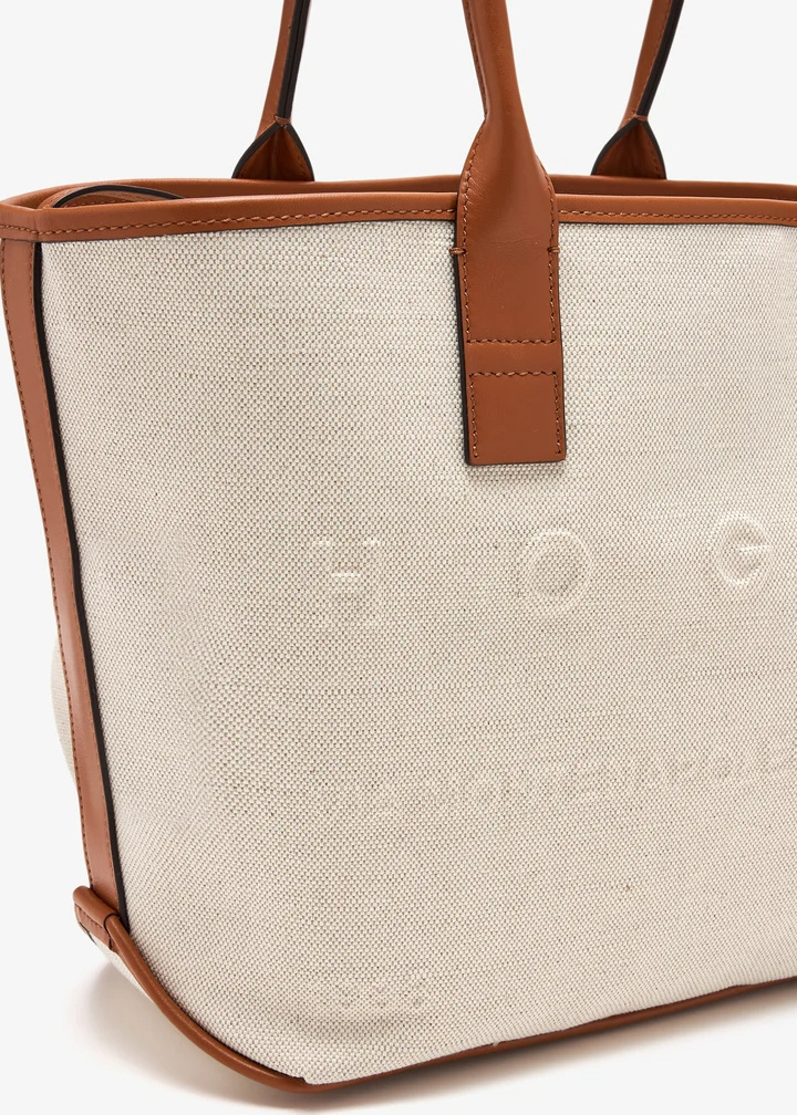Hogan Embossed-logo Canvas Tote Bag In Neutral