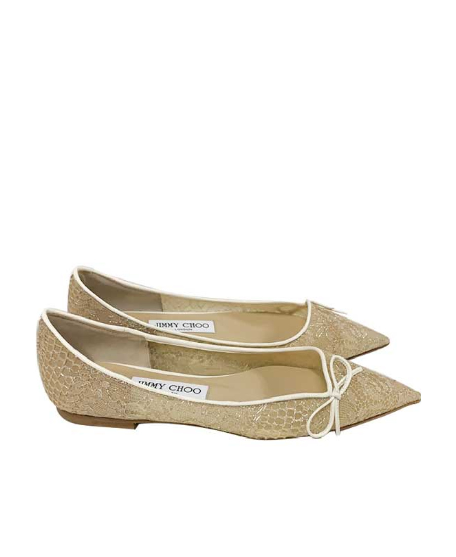 Jimmy Choo Logo Flat Shoes In Nude
