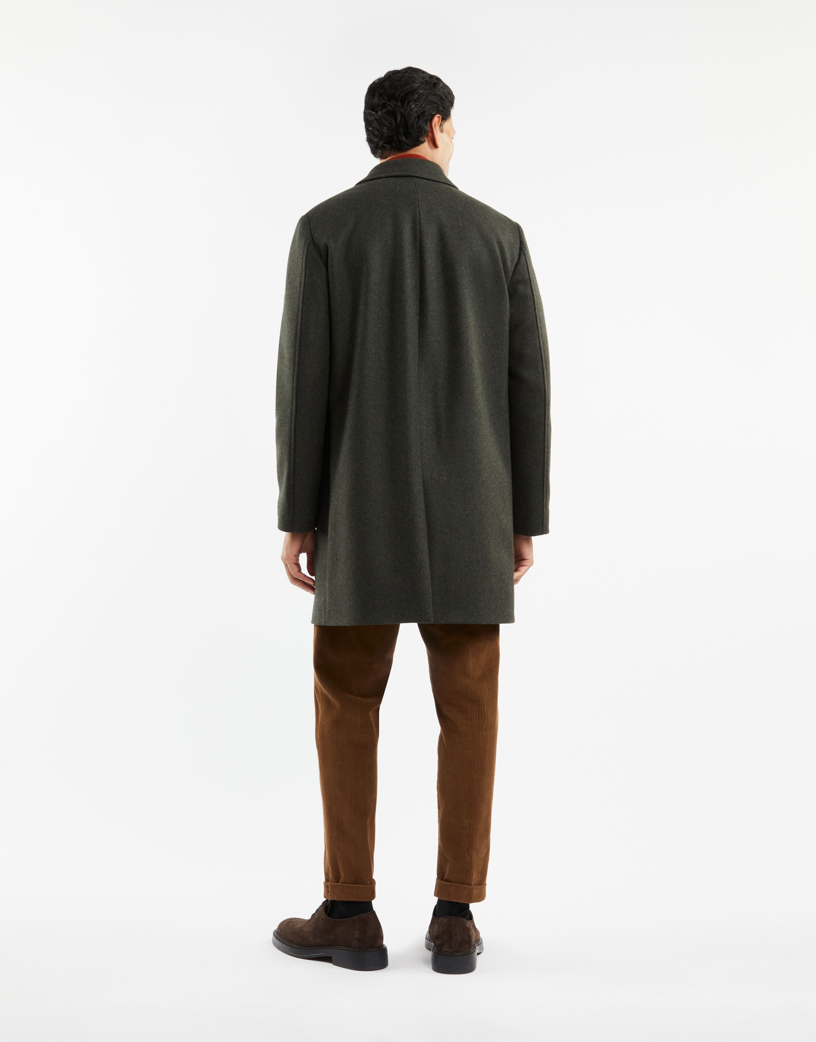 Fay Straight Wool-cashmere Blend Coat With Side Pockets In Black
