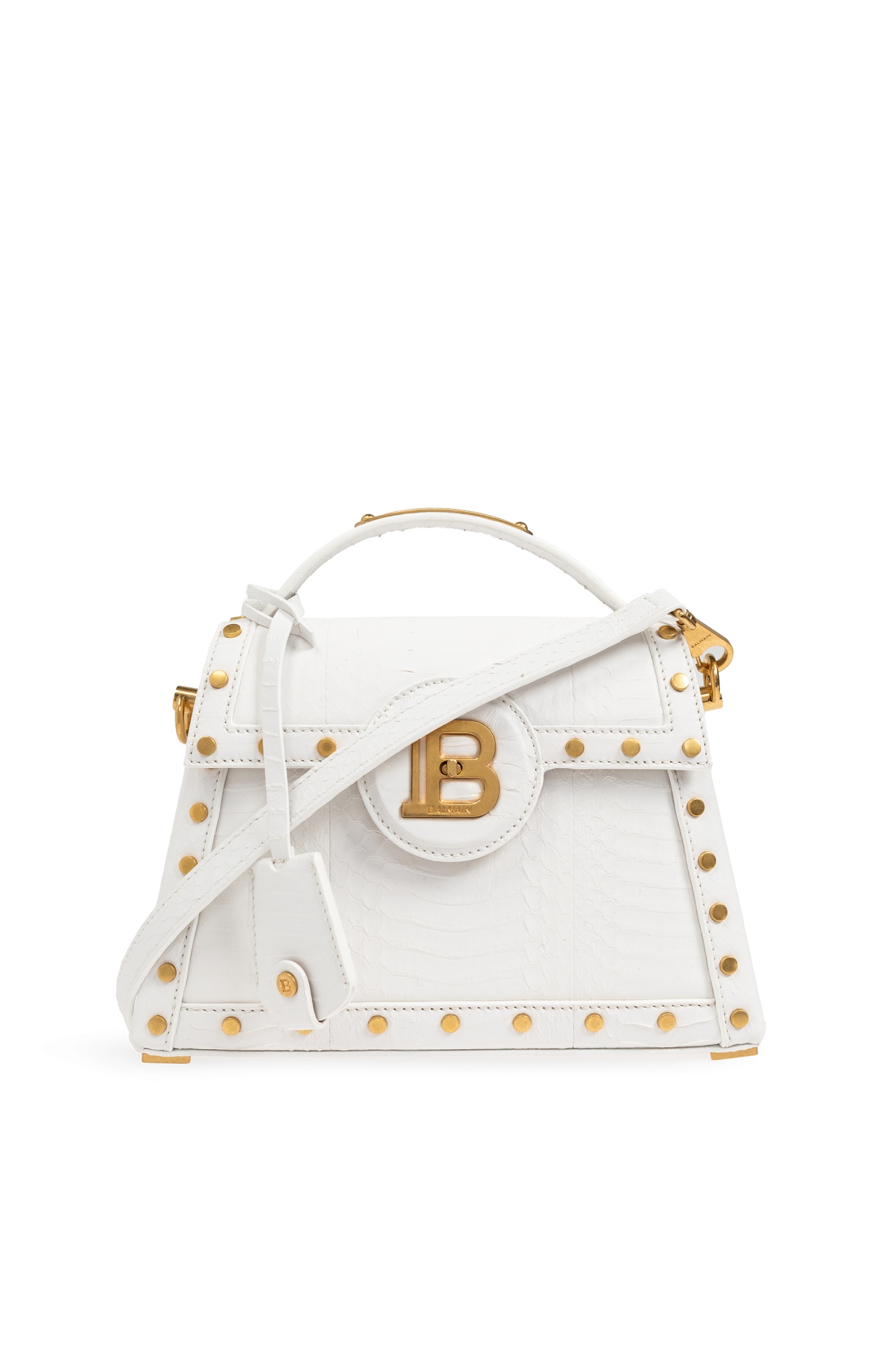 Balmain B-buzz Dynasty Bag In Snakeskin Leather In White