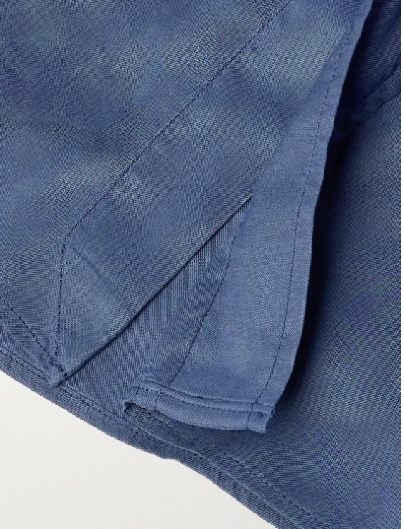 Tom Ford Button-down Collar Garment-dyed Lyocell Shirt In Blue
