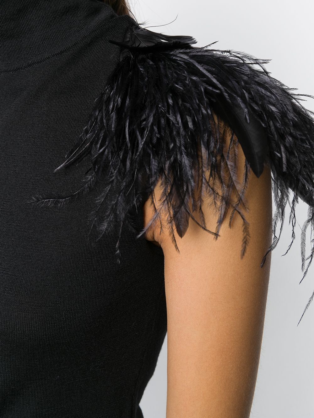 Alberta Ferretti Black Feather-piping Blouse In Black
