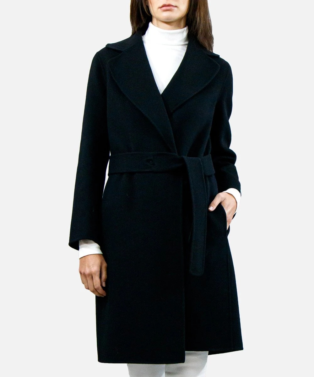 Shop Max Mara Belt Coat In Black