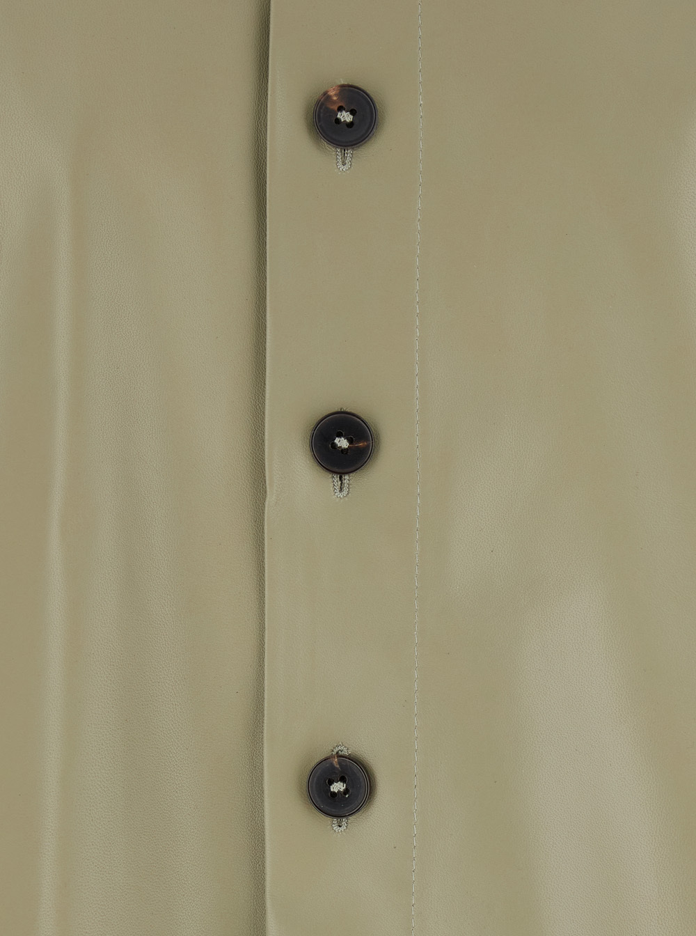 Arma Lush Green Shirt With Classic Collar And Contrasting Buttons In Leather Man In Nude