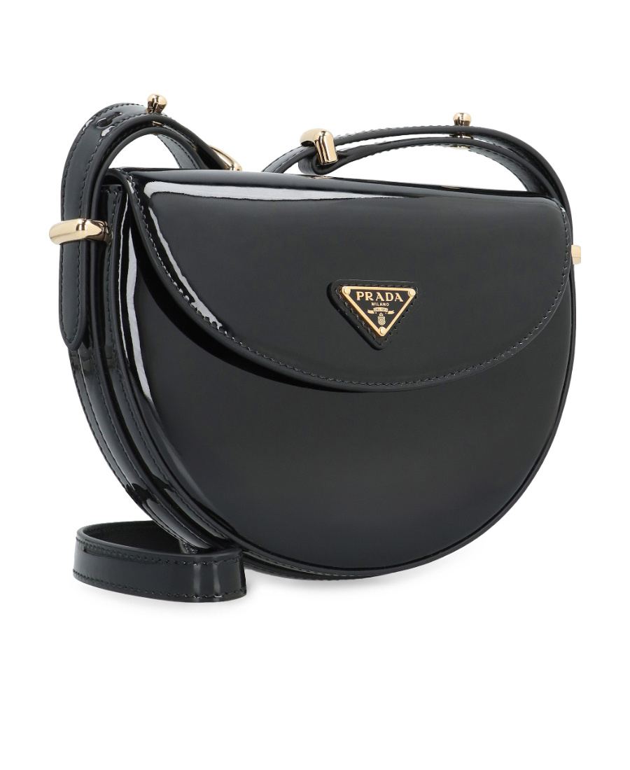Prada Patent Shoulder Bag In Black