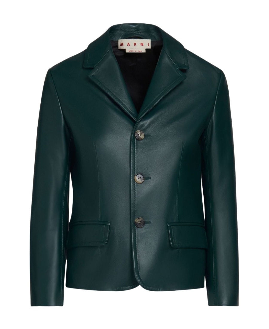 Marni Color-block Tailored Blazer With Classic Notch Lapel In Green