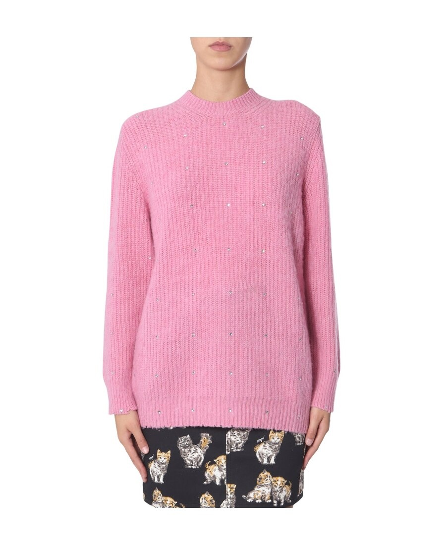 Msgm Crew Neck Sweater In Pink