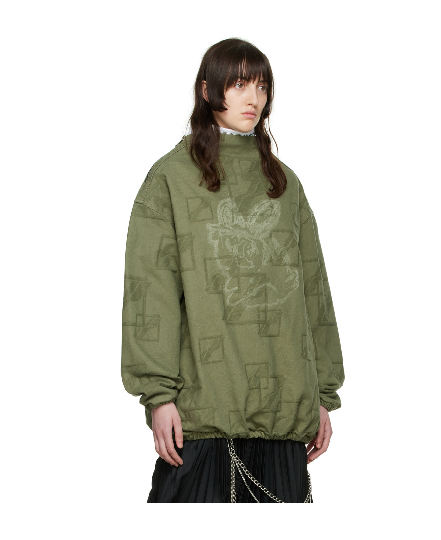 Shop We11 Done Luminous Pattern Printed Sweater In Green