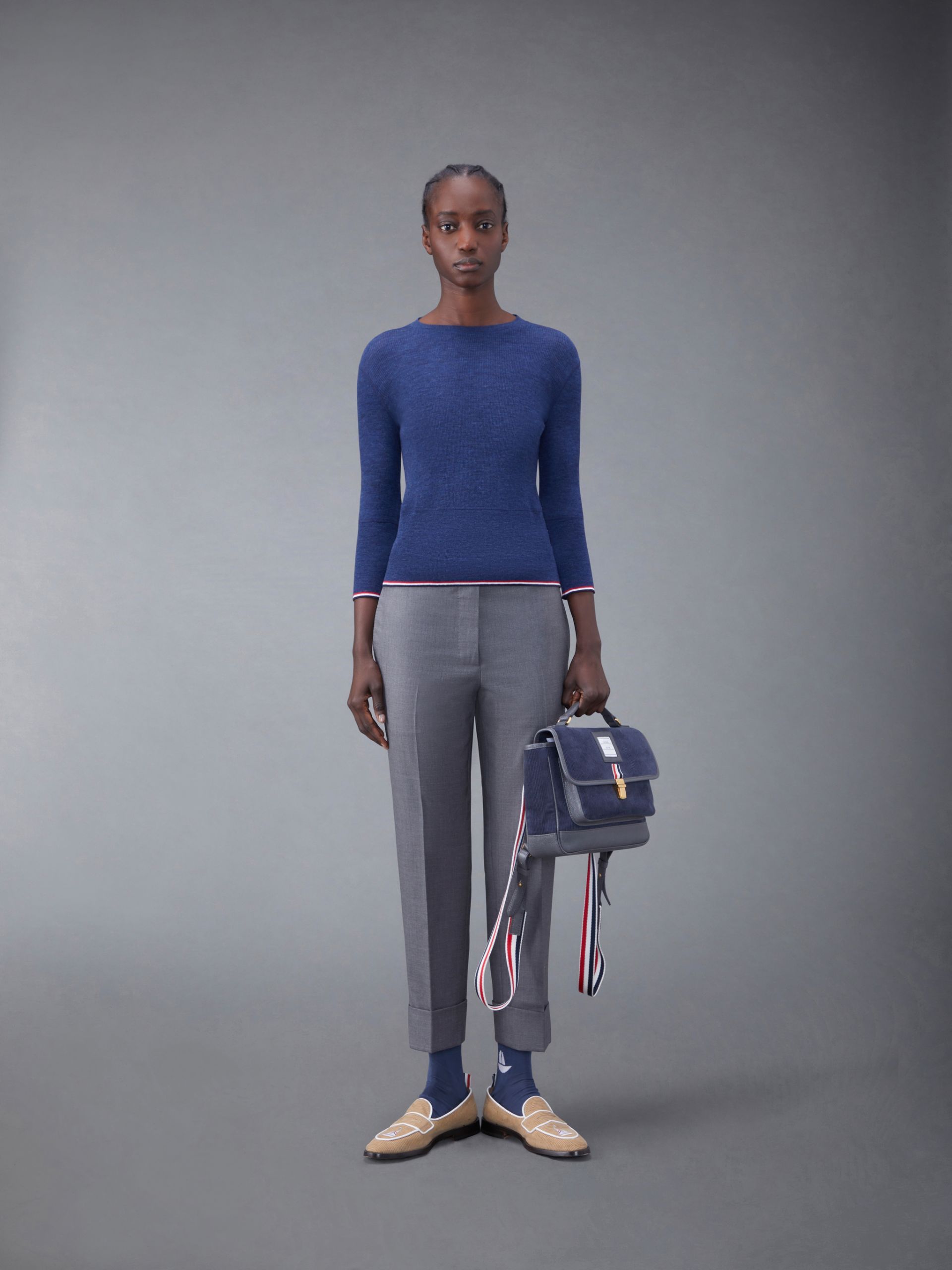 Thom Browne Three-quarter Length-sleeved Jumper In Blue