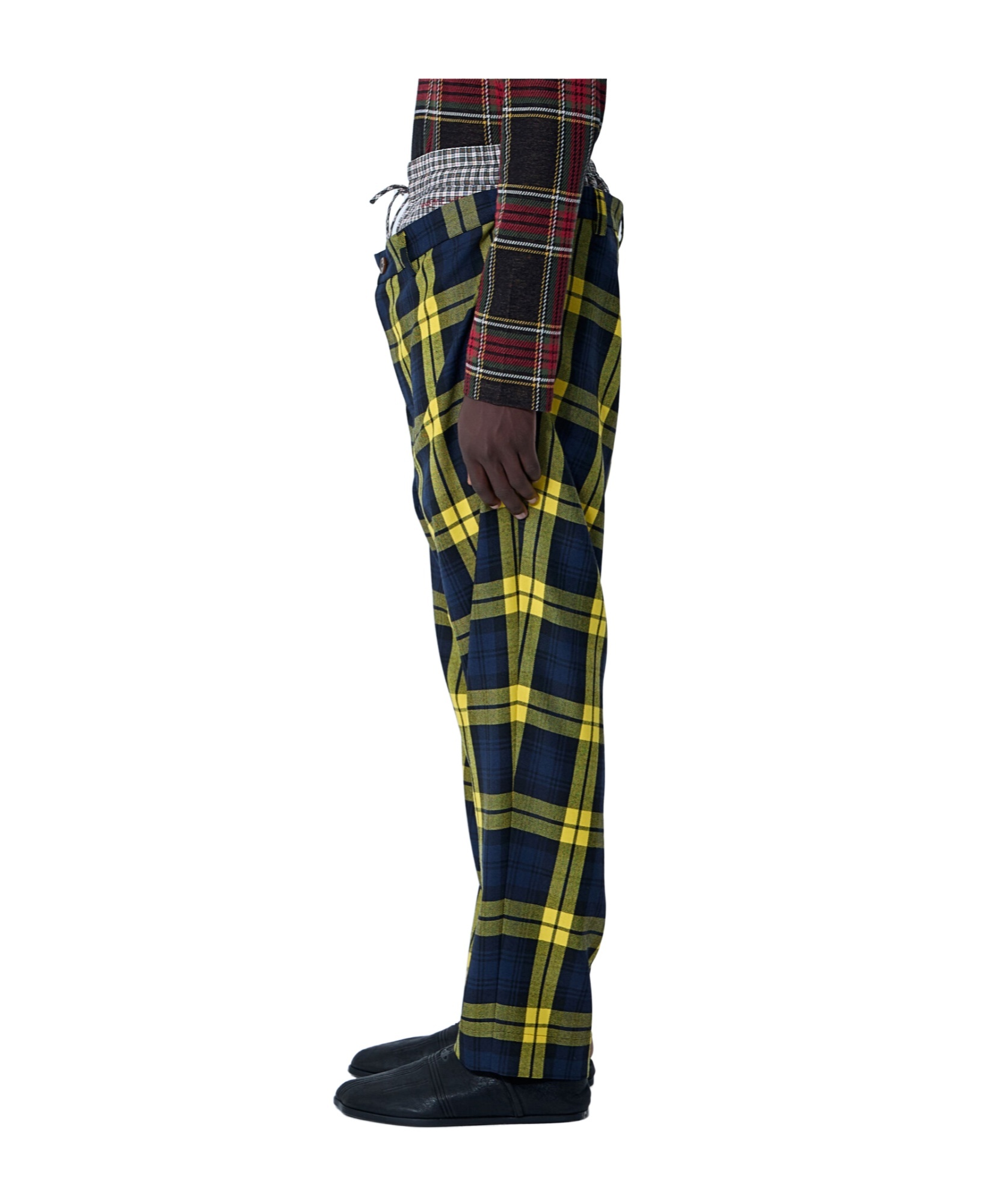 Vivienne Westwood Checkered Trousers Drawstring Button Detail In Yellow