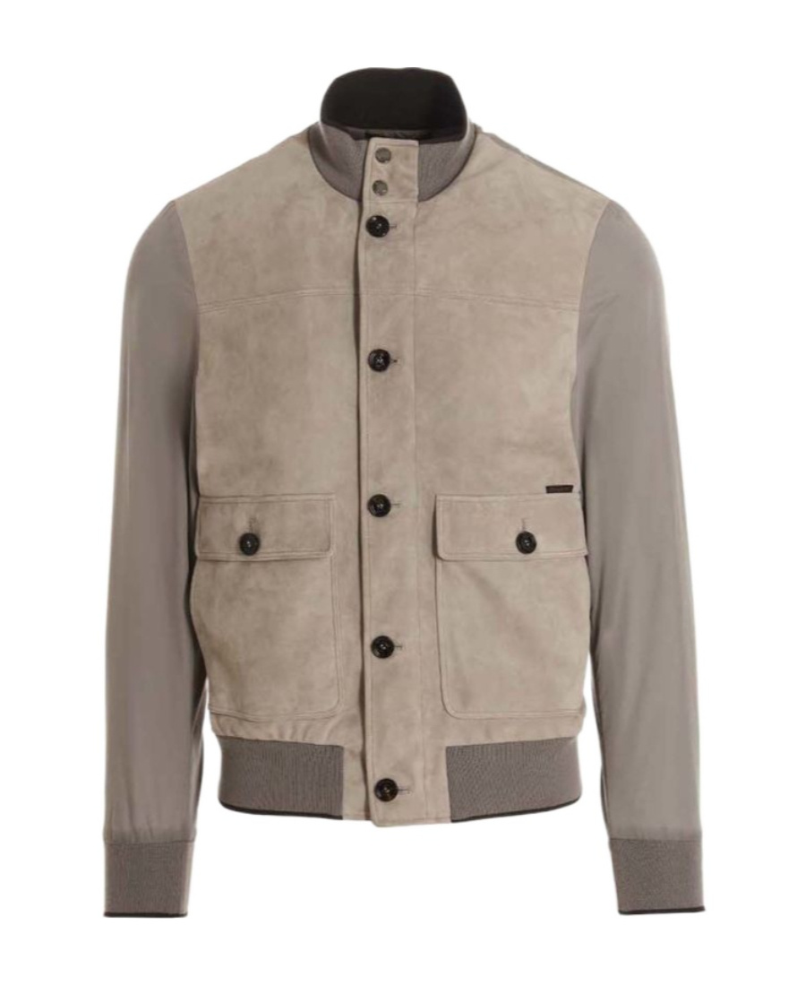 Moorer Bernie Bomber Jacket Front Pockets In Nude