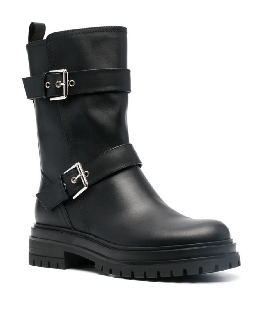 Gianvito Rossi Thiago Black Leather Mid-height Boots In Black