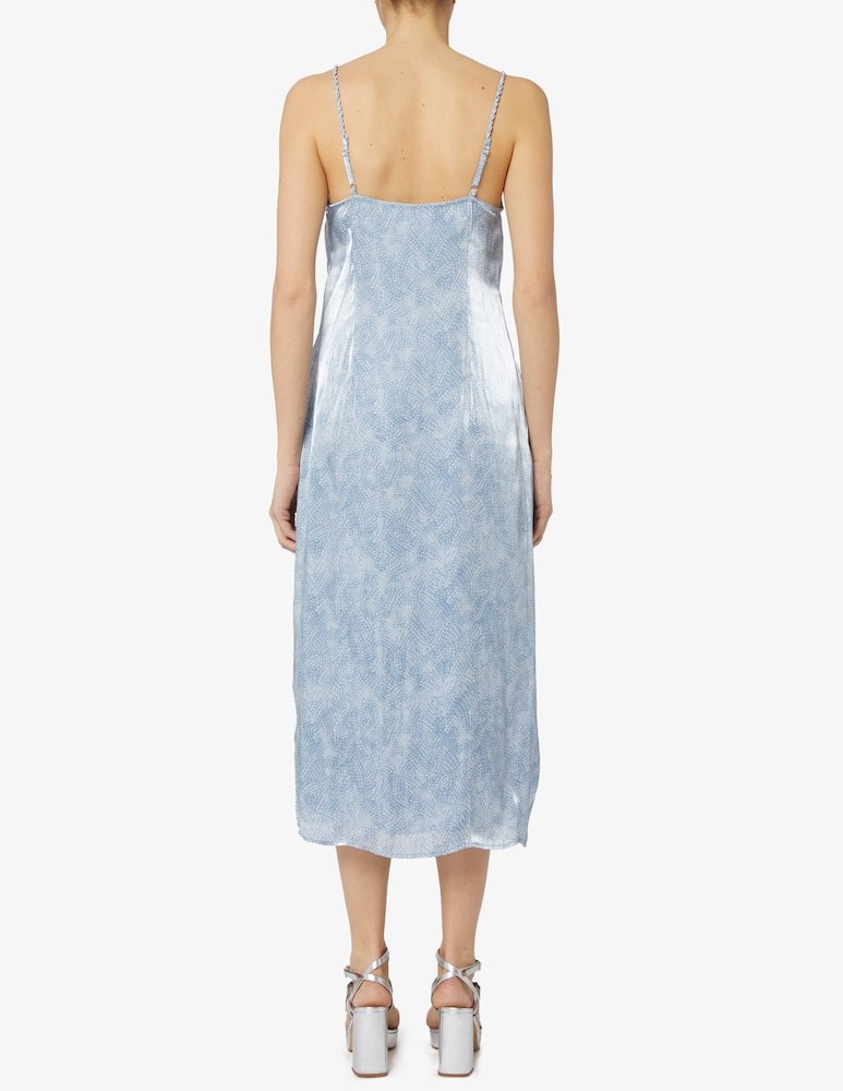 Shop Michael Michael Kors Floral-print Slip Midi Dress In Blue