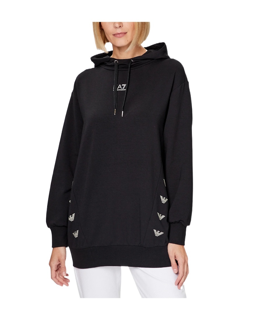 EA7 LOGO-PRINT LONG-SLEEVE HOODIE 