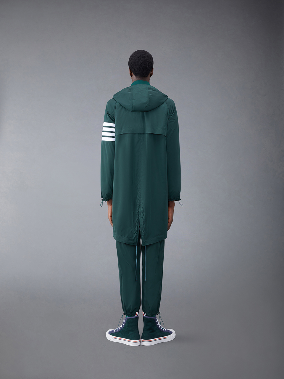 THOM BROWNE RAGLAN-SLEEVE PARKA COAT